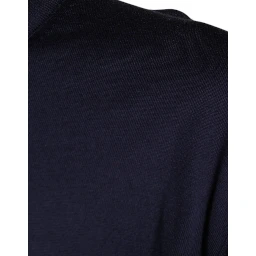 Navy Blue Silk V-neck Pullover Sweater