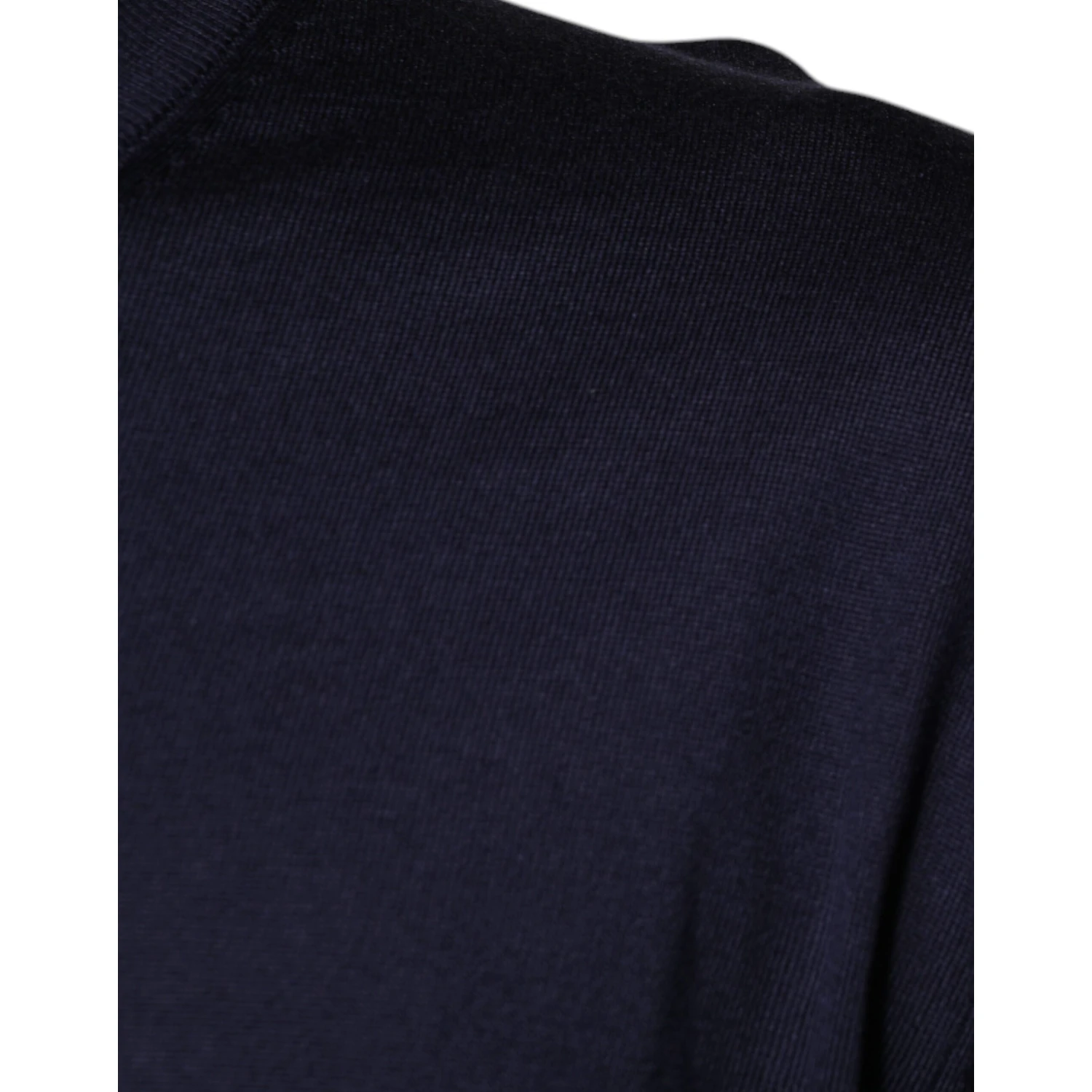 Navy Blue Silk V-neck Pullover Sweater