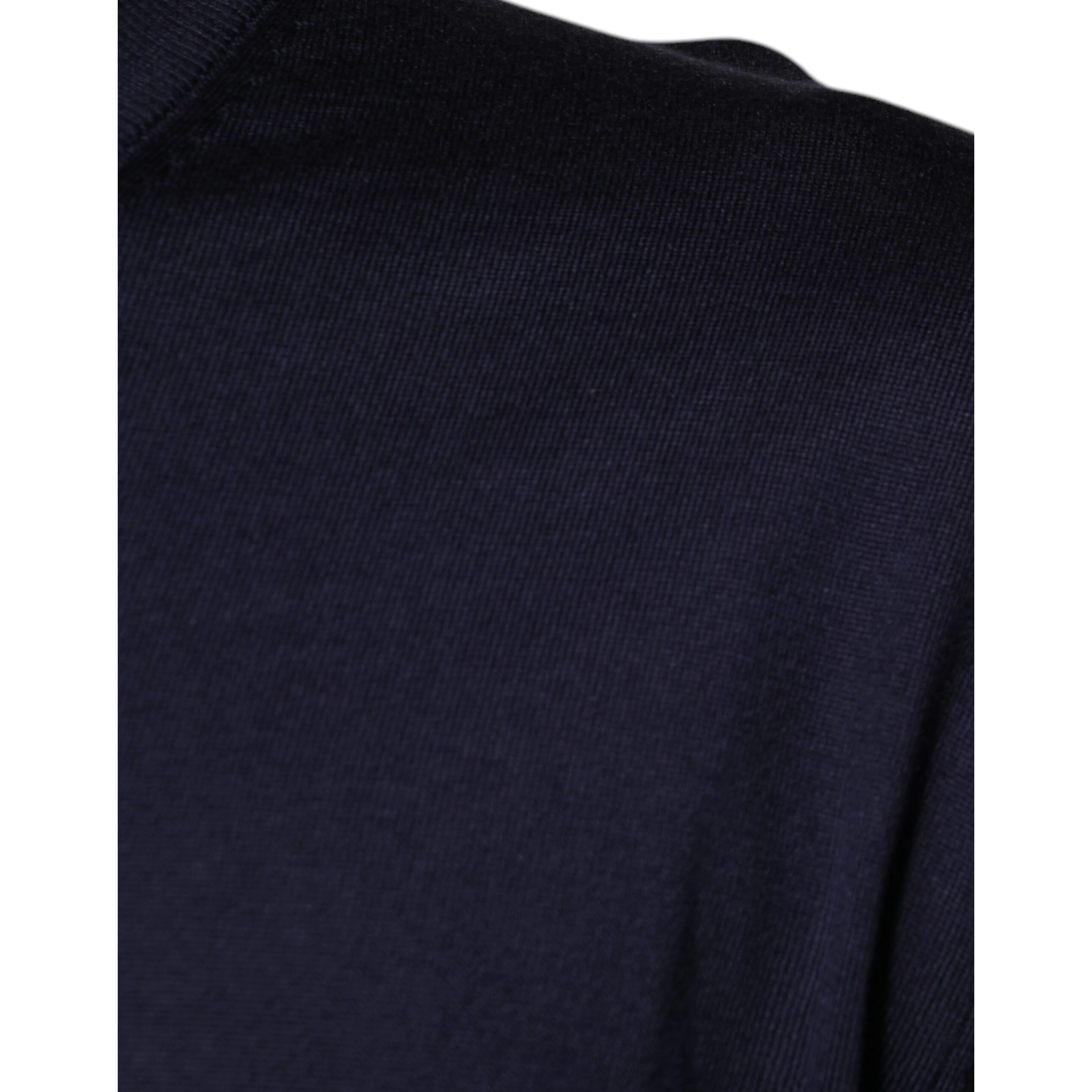 Navy Blue Silk V-neck Pullover Sweater