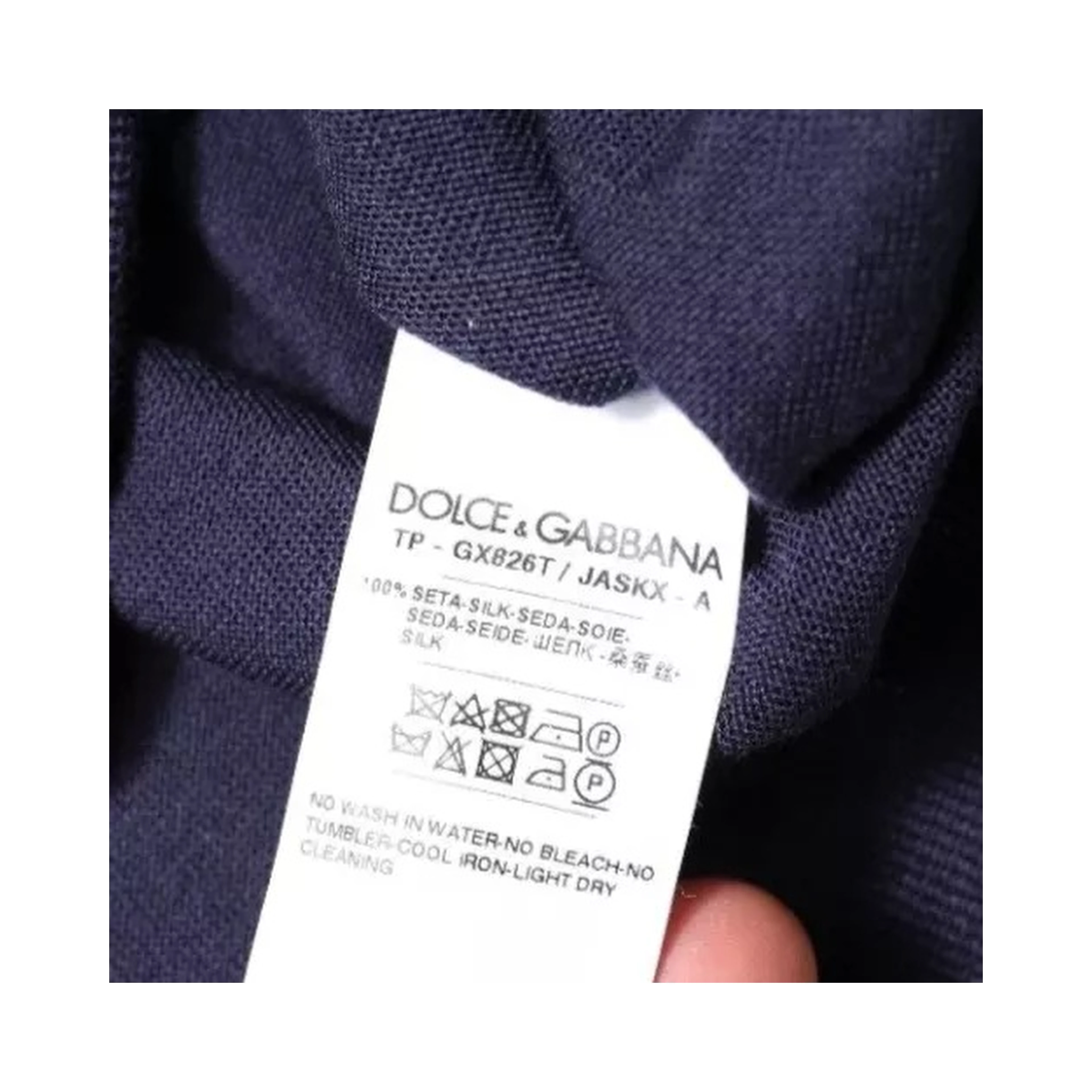 Navy Blue Silk V-neck Pullover Sweater
