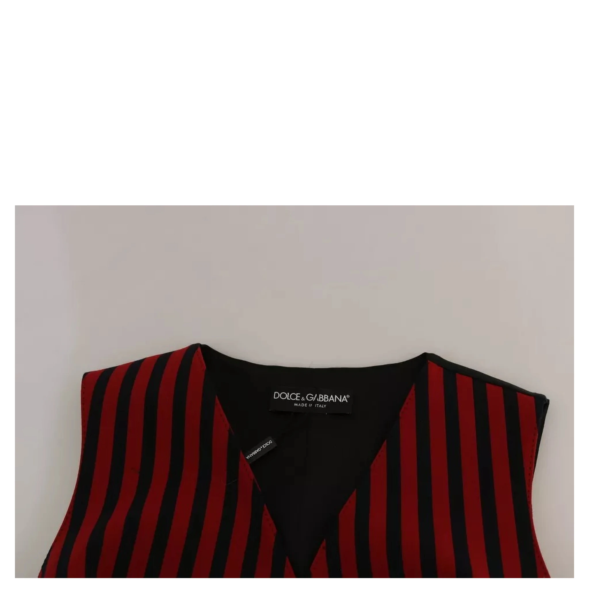 Red Black Stripe Vest Waistcoat Blouse Top