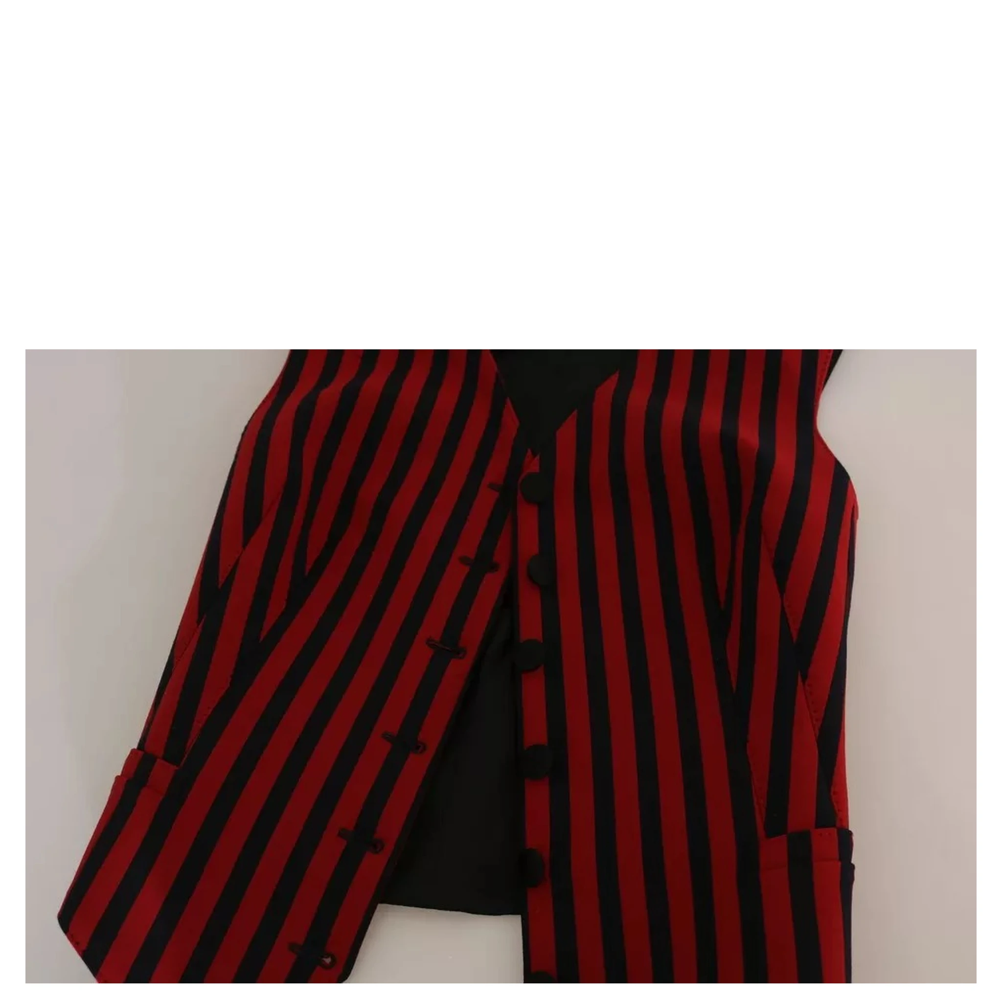 Red Black Stripe Vest Waistcoat Blouse Top