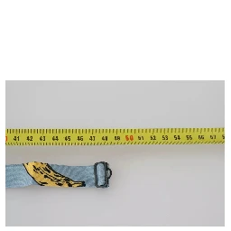 Light Blue Banana Print Silk Men Neck Bow Tie