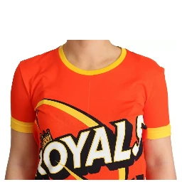 Orange Royals Print Round Neck T-shirt