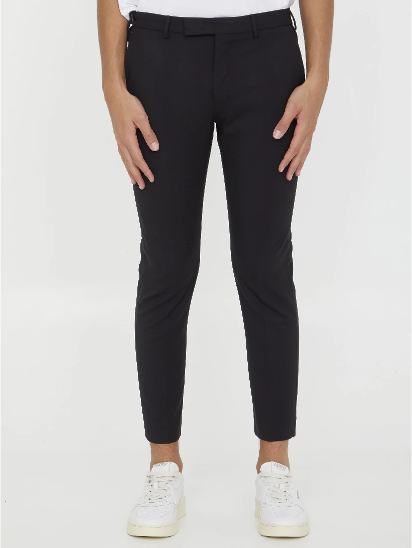 Black wool trousers