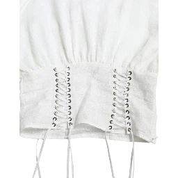 White Cotton Corset Cropped Long Sleeves Topclothing
