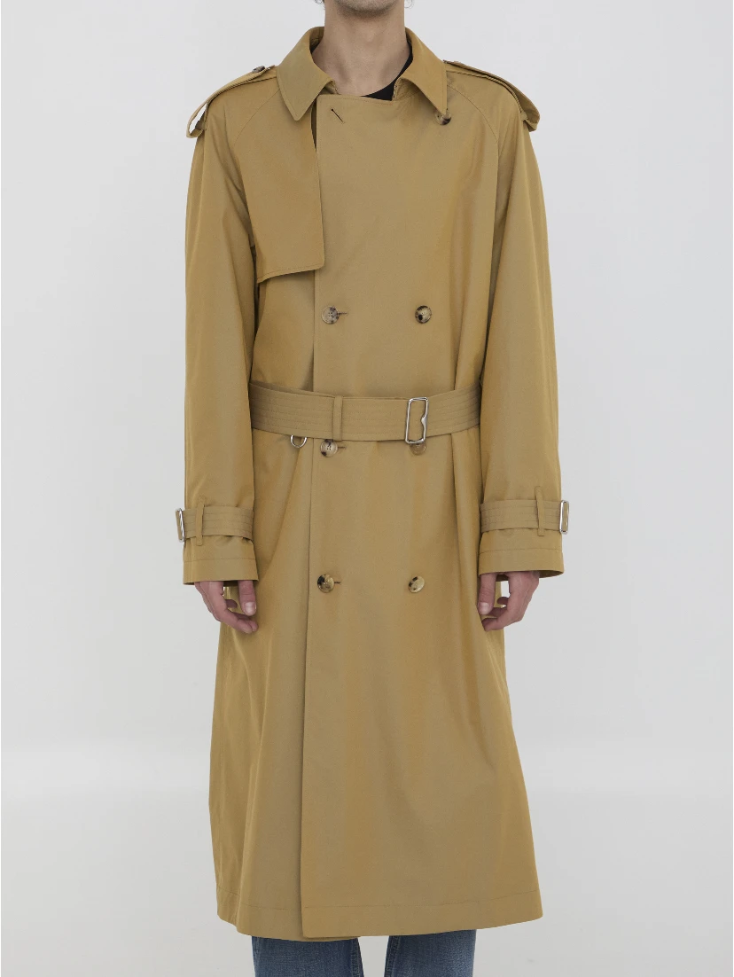 Gabardine long trench coat
