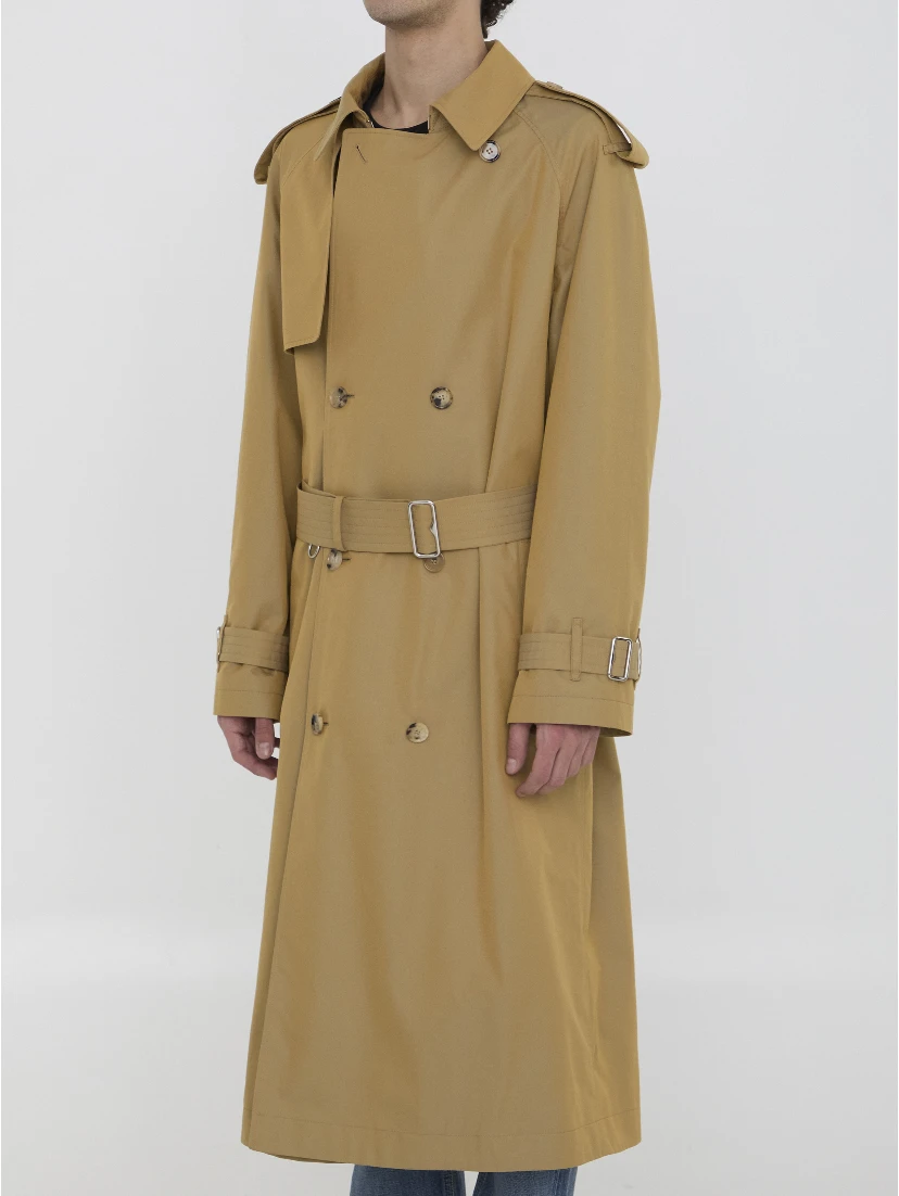 Gabardine long trench coat