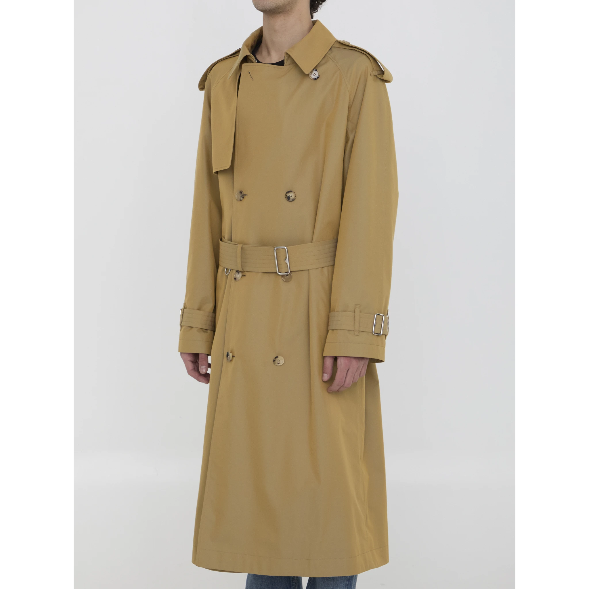 Gabardine long trench coat