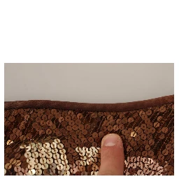 Brown Leaf Sequined Shift One Shoulder Long Dress