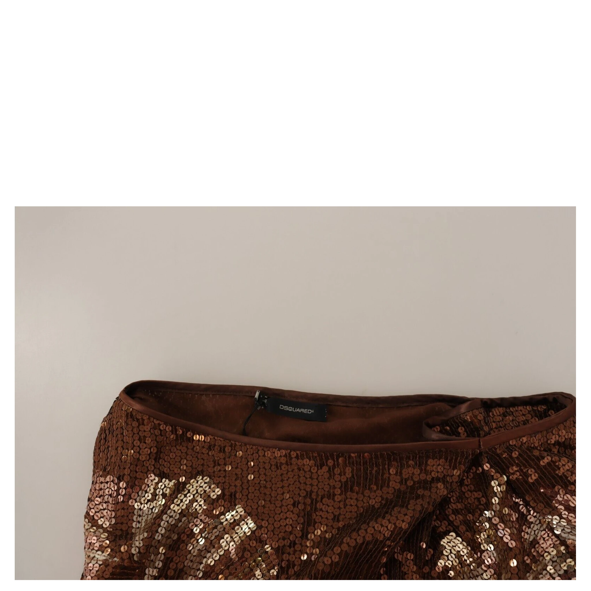 Brown Leaf Sequined Shift One Shoulder Long Dress