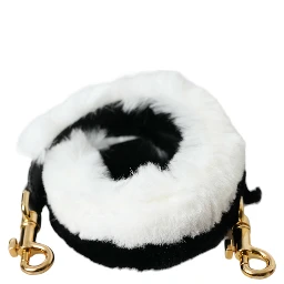 Black White Lapin Fur Accessory Shoulder Strap