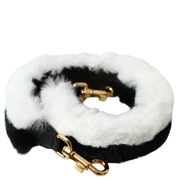 Black White Lapin Fur Accessory Shoulder Strap