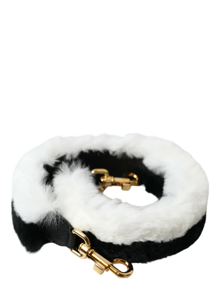 Black White Lapin Fur Accessory Shoulder Strap alternative
