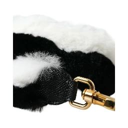 Black White Lapin Fur Accessory Shoulder Strap