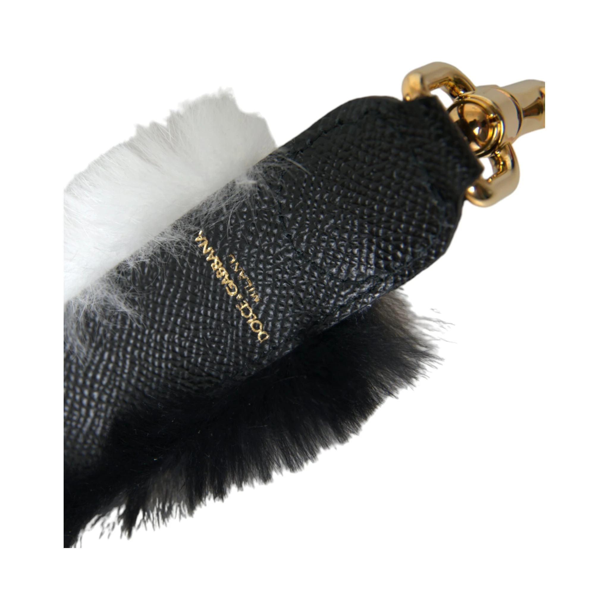 Black White Lapin Fur Accessory Shoulder Strap