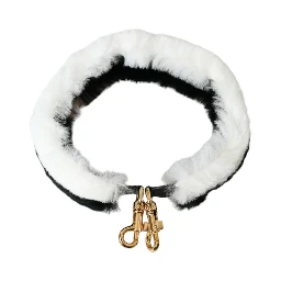 Black White Lapin Fur Accessory Shoulder Strap