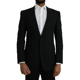 Black Wool Peak Single Breasted Coat Blazer