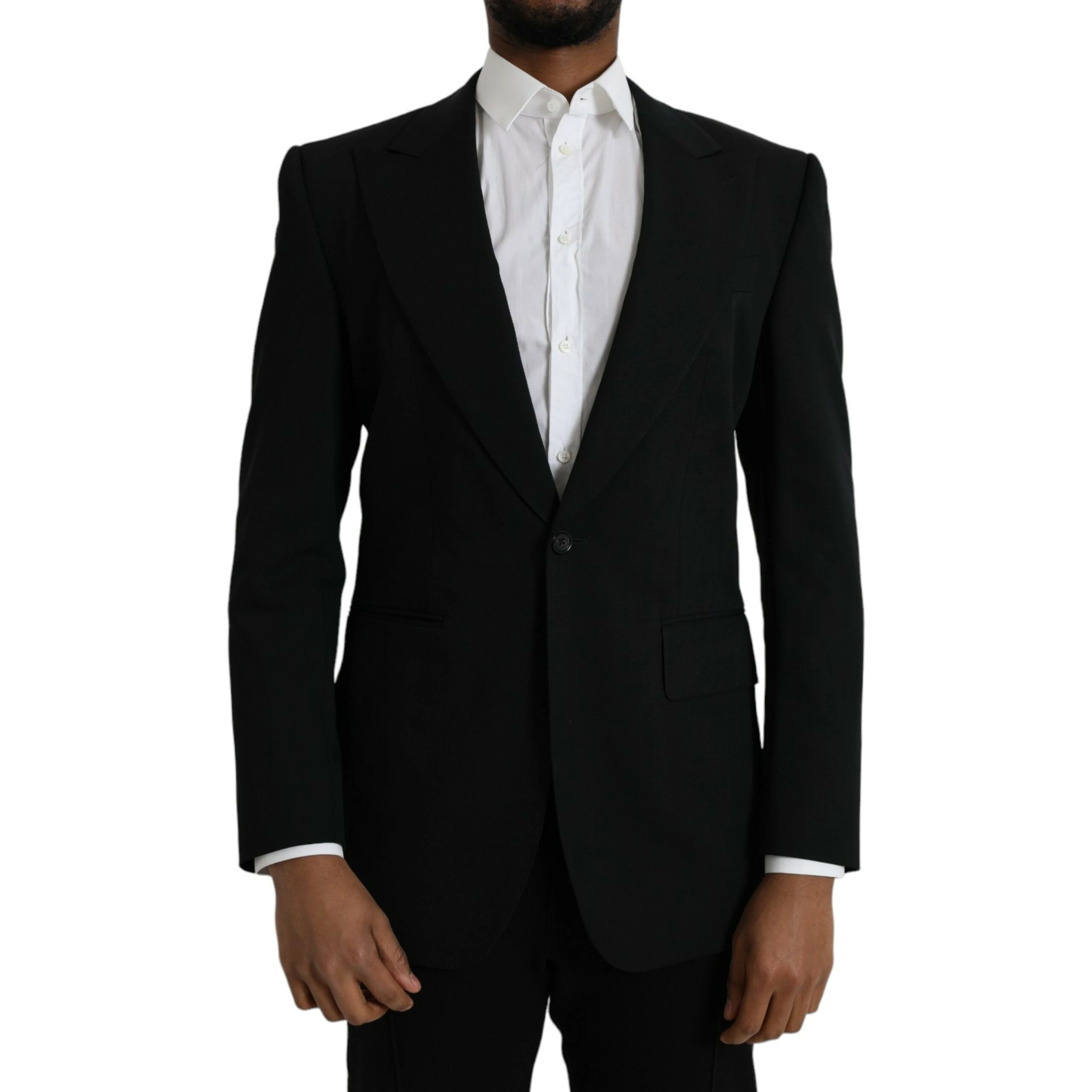 Black Wool Peak Single Breasted Coat Blazer