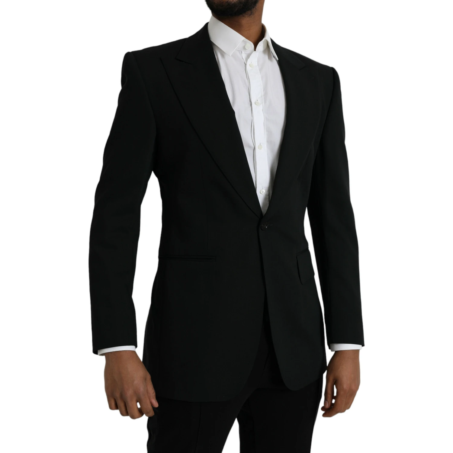 Black Wool Peak Single Breasted Coat Blazer