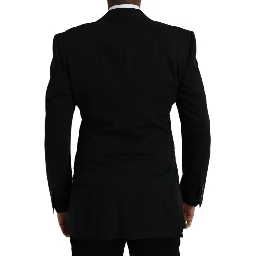 Black Wool Peak Single Breasted Coat Blazer