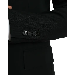 Black Wool Peak Single Breasted Coat Blazer