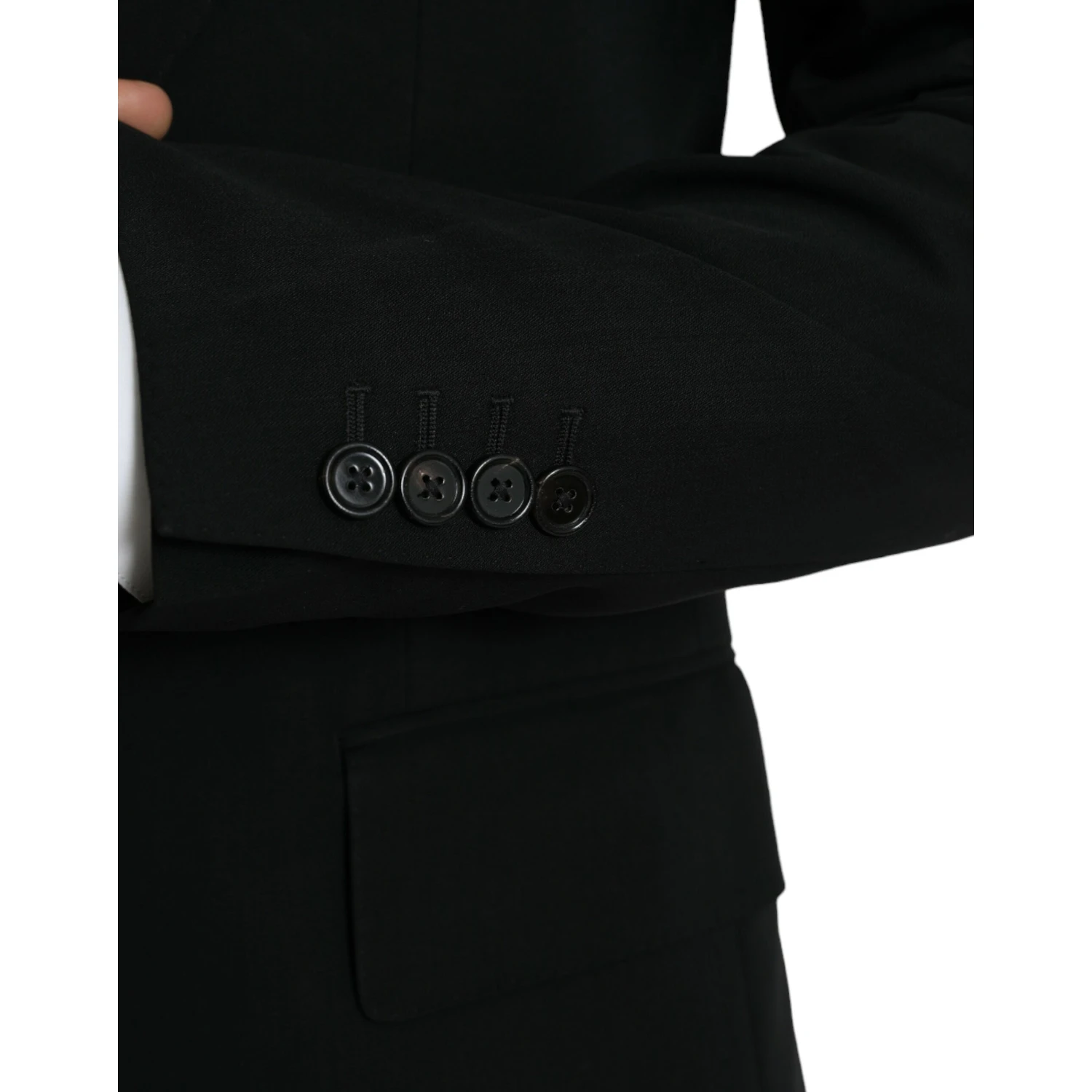 Black Wool Peak Single Breasted Coat Blazer