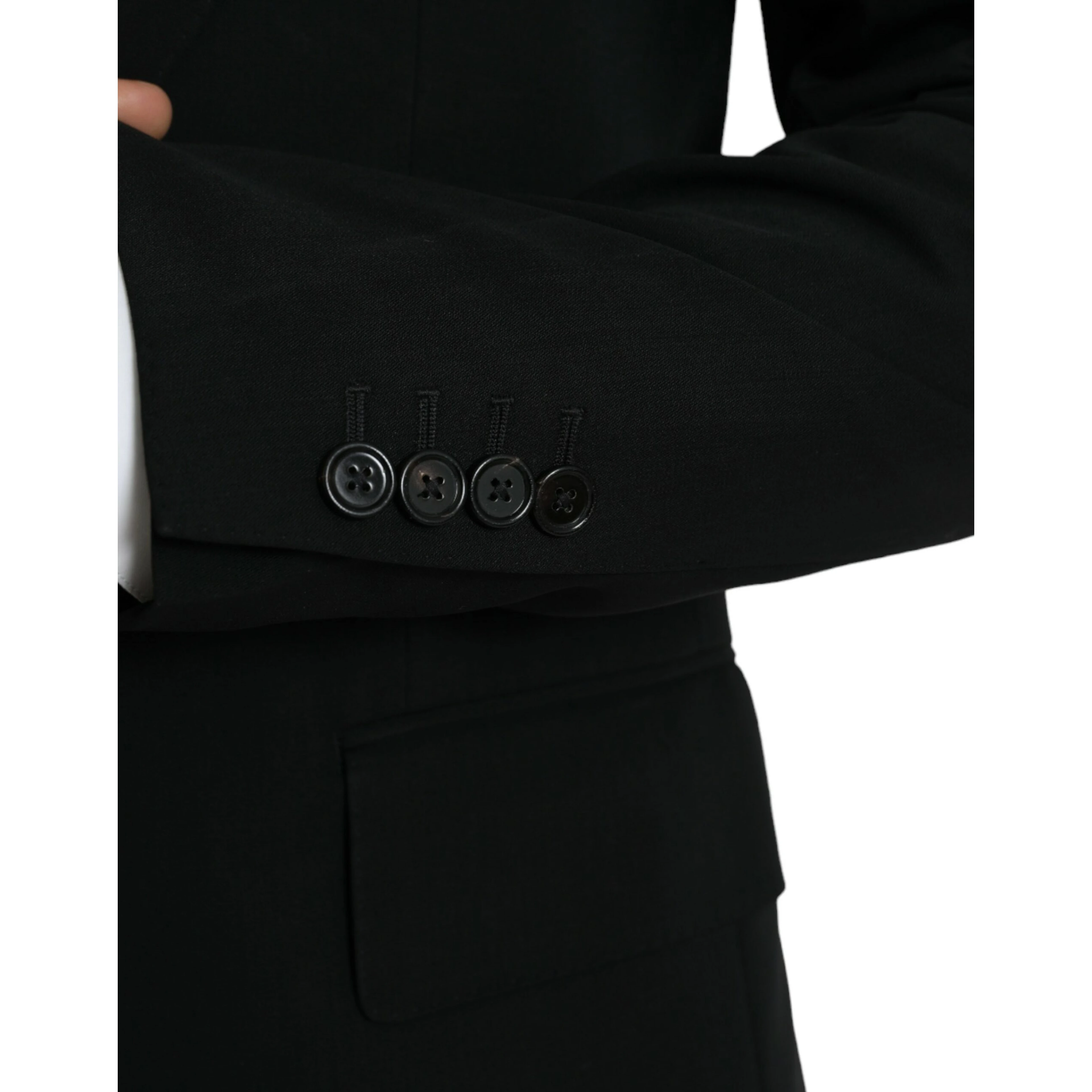 Black Wool Peak Single Breasted Coat Blazer