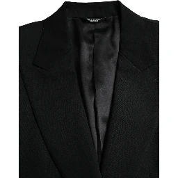 Black Wool Peak Single Breasted Coat Blazer