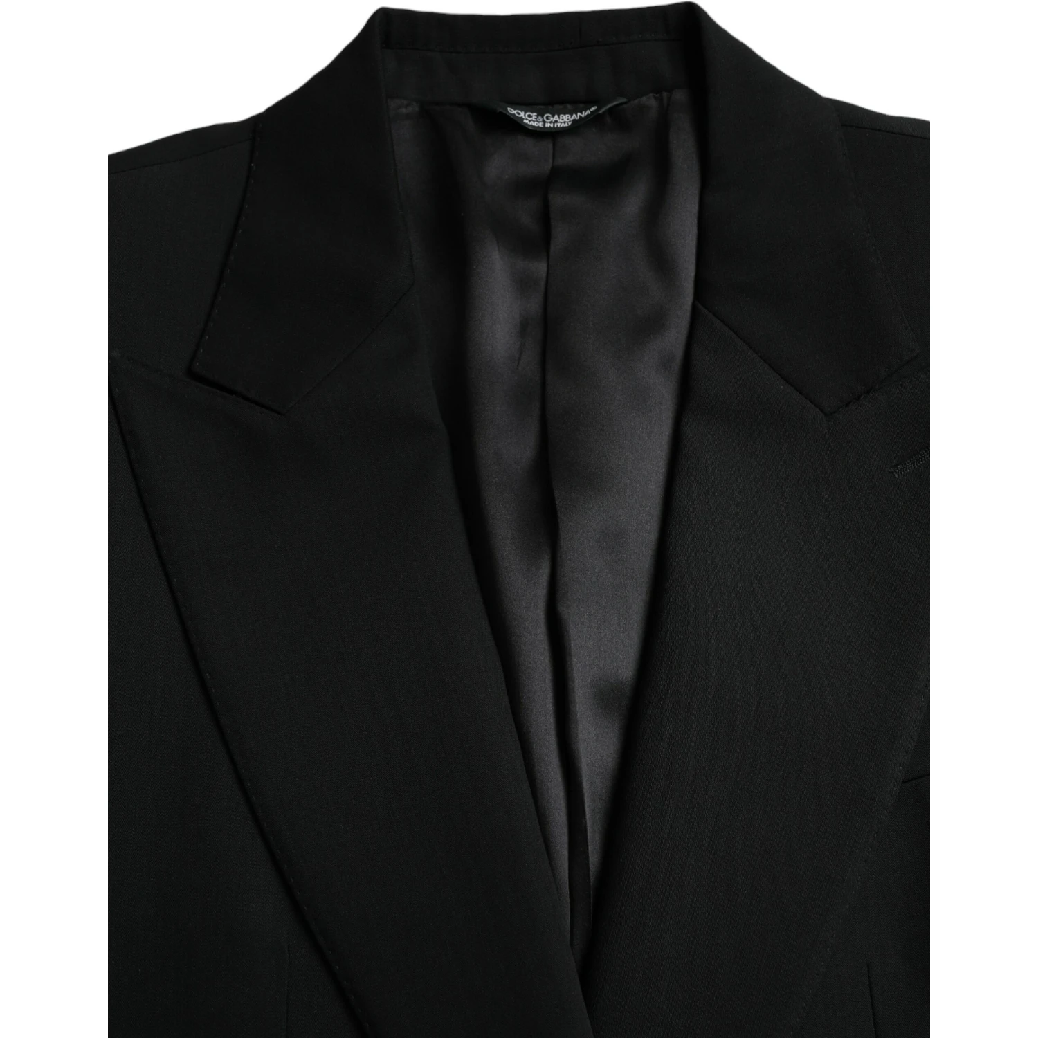 Black Wool Peak Single Breasted Coat Blazer