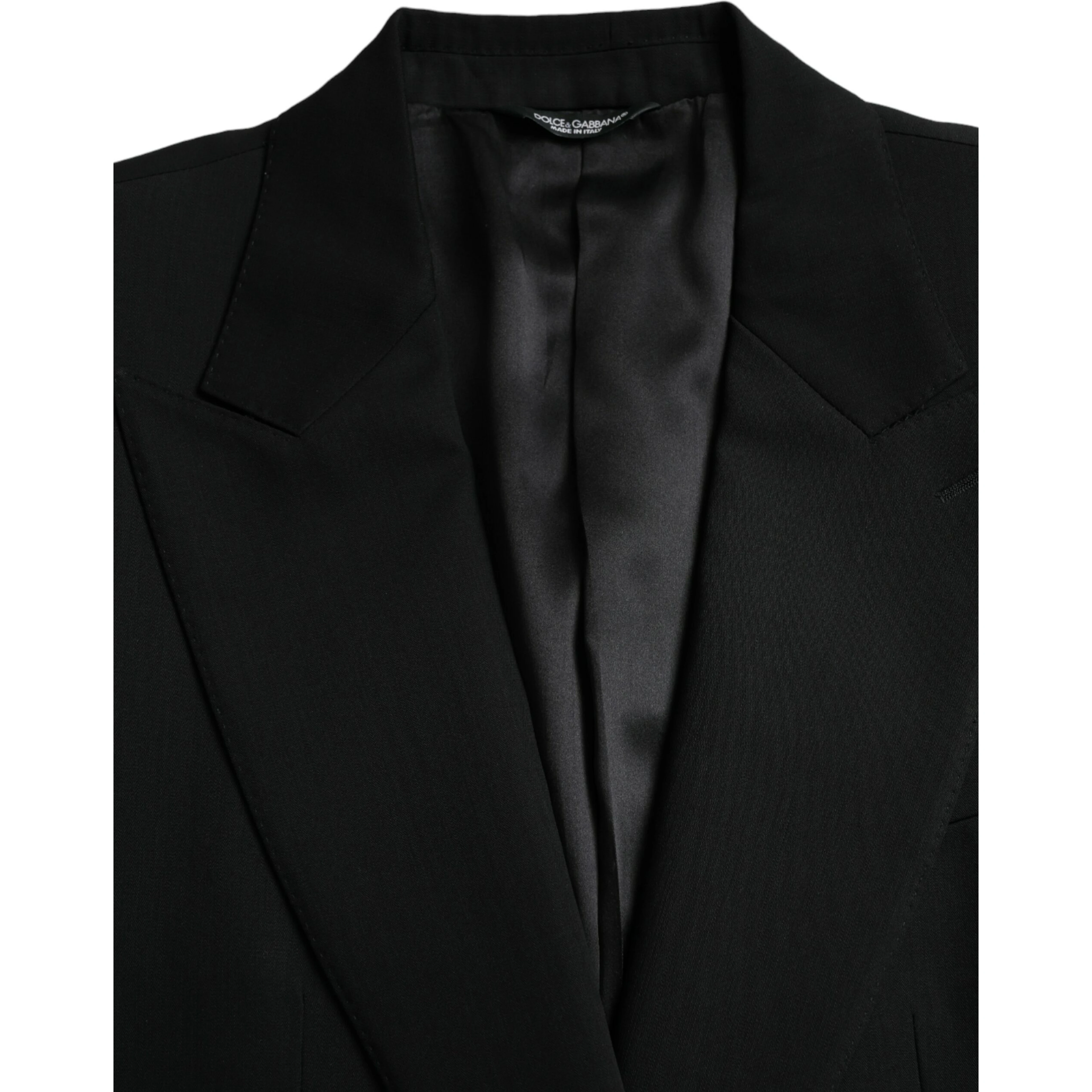 Black Wool Peak Single Breasted Coat Blazer