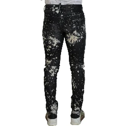 Black Washed White Color Splash Casual Denim Jeans