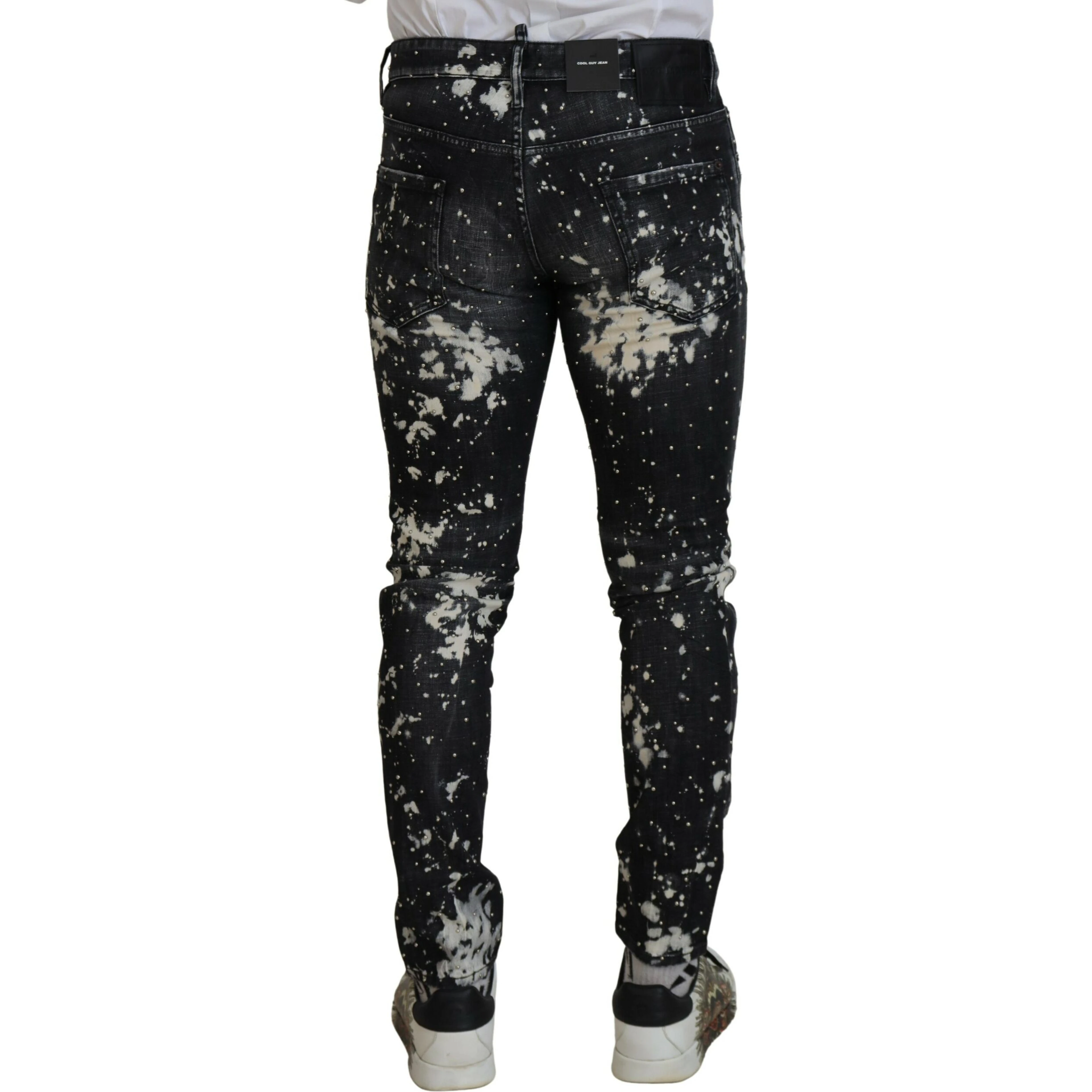 Black Washed White Color Splash Casual Denim Jeans