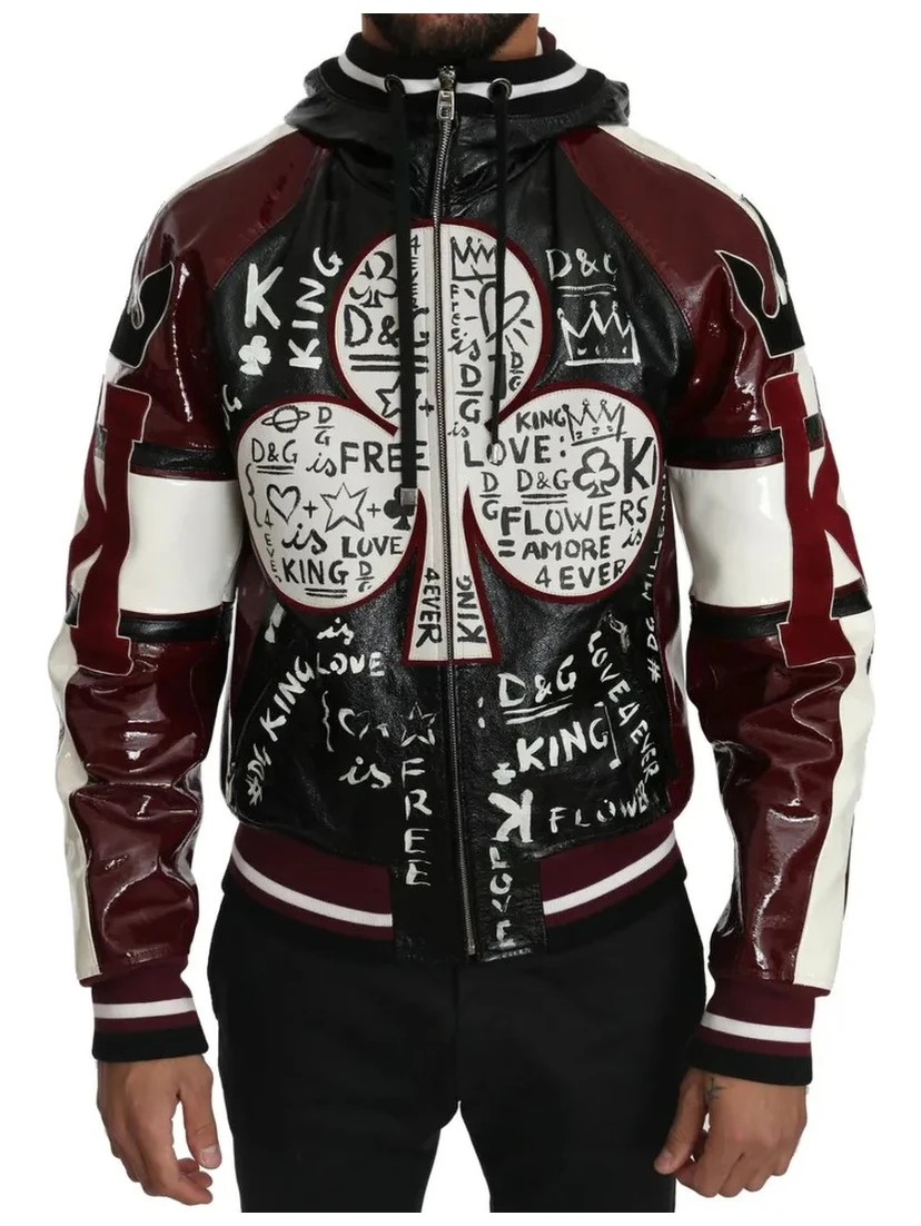 Black Bordeaux Hooded Leather DG King of Love Jacket