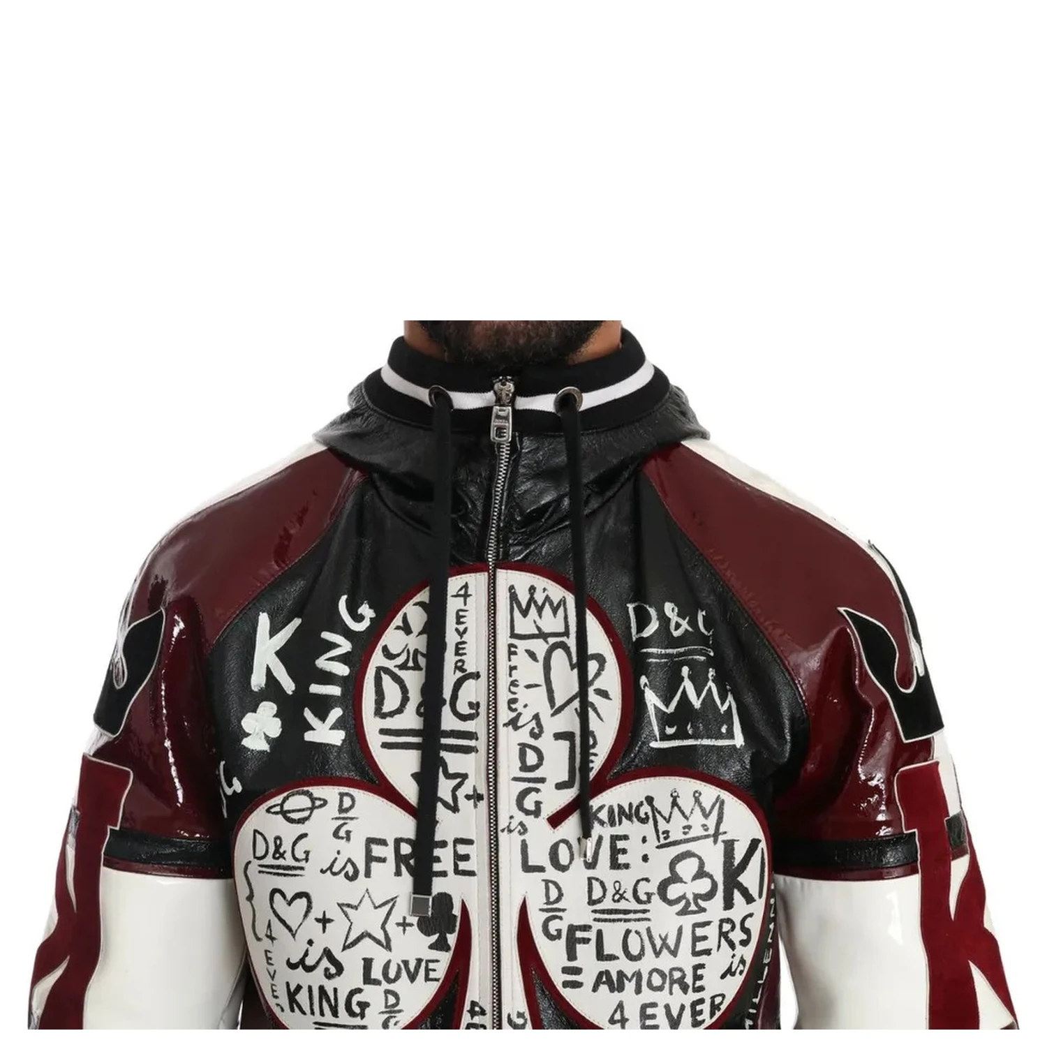 Black Bordeaux Hooded Leather DG King of Love Jacket