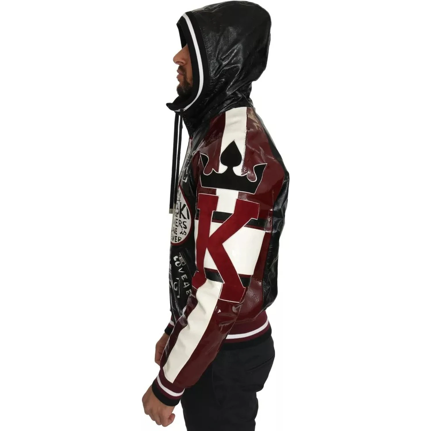 Black Bordeaux Hooded Leather DG King of Love Jacket
