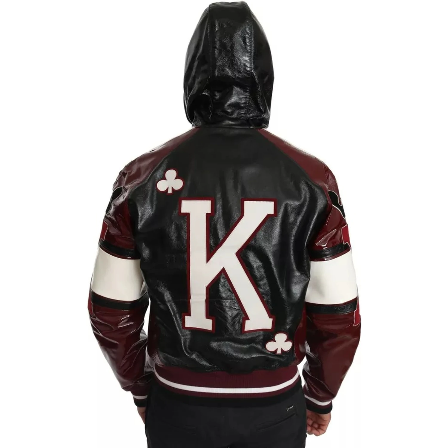 Black Bordeaux Hooded Leather DG King of Love Jacket