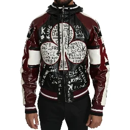 Black Bordeaux Hooded Leather DG King of Love Jacket