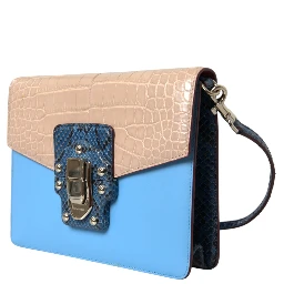 Blue Beige Exotic Leather LUCIA Crossbody Purse Bag