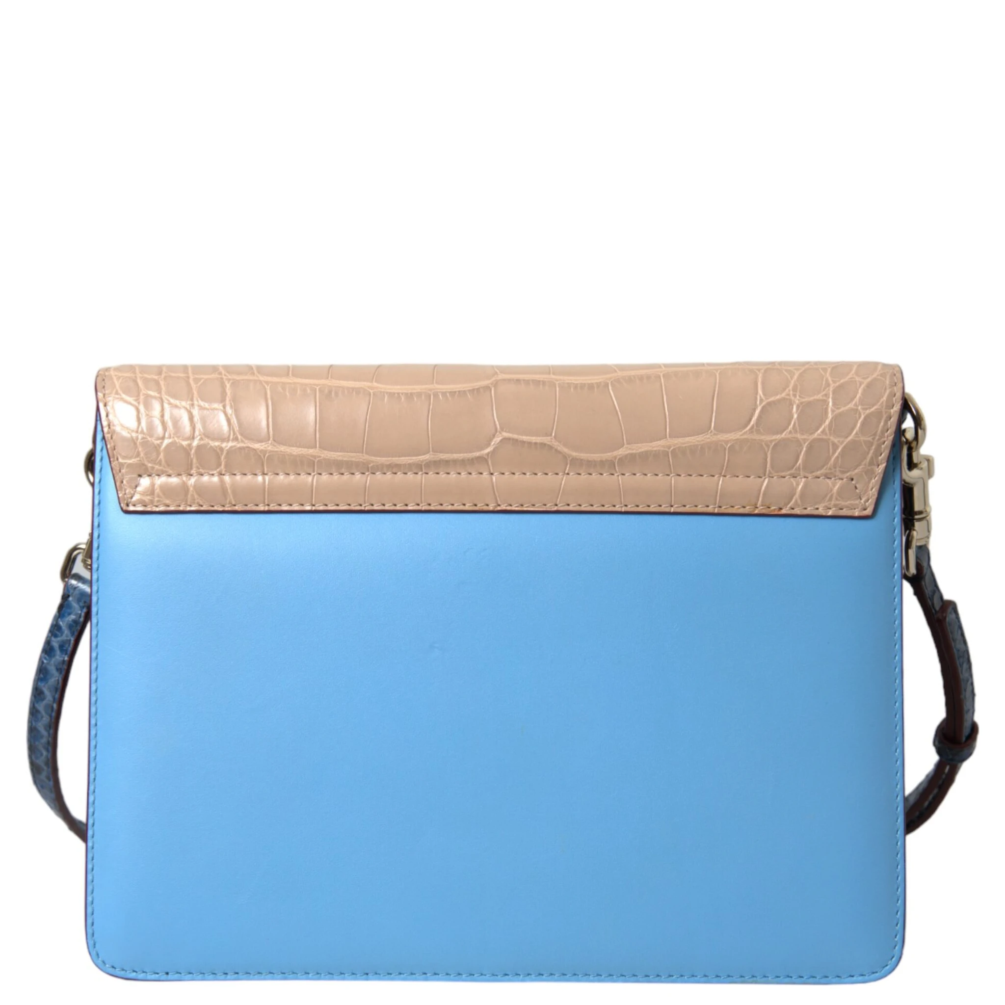 Blue Beige Exotic Leather LUCIA Crossbody Purse Bag