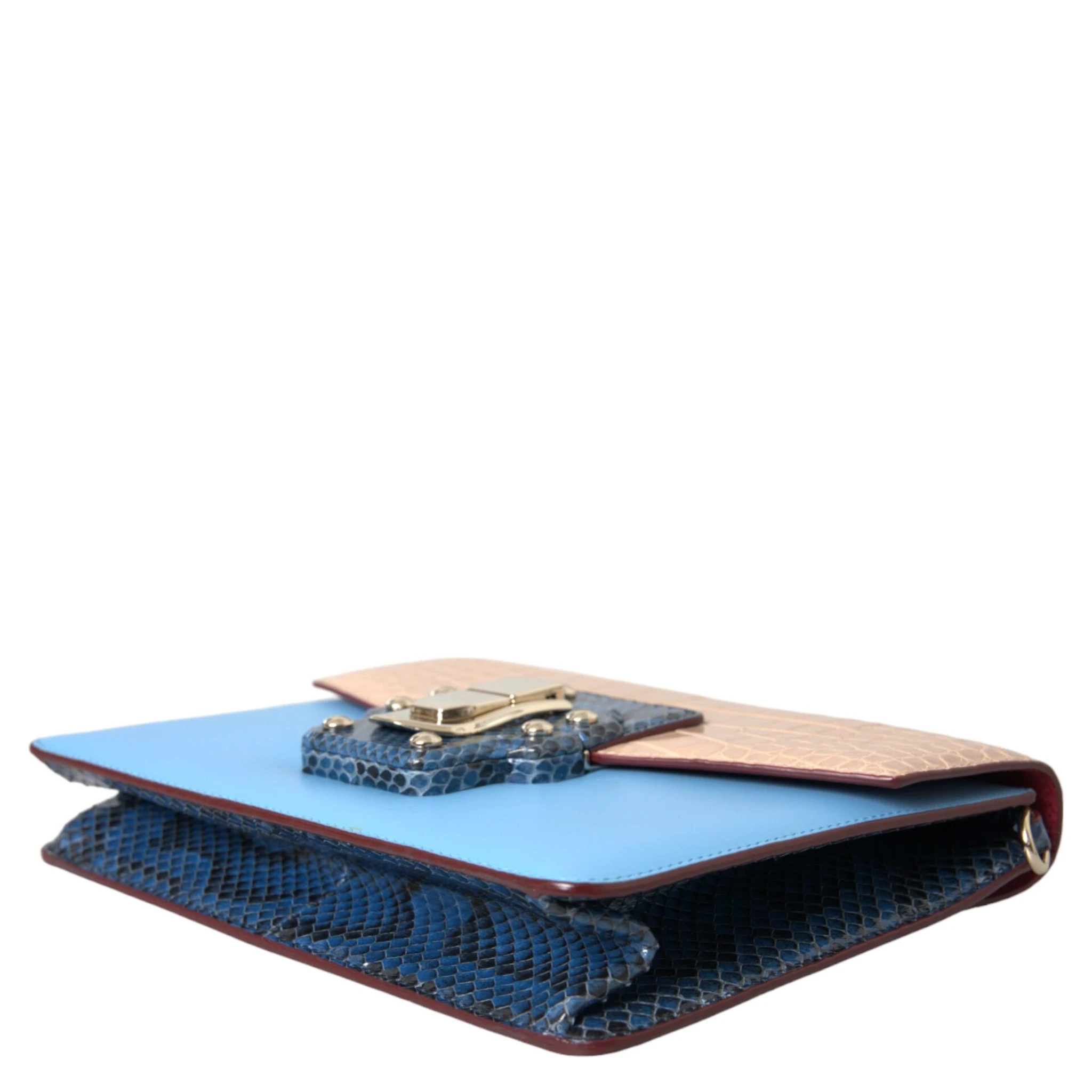 Blue Beige Exotic Leather LUCIA Crossbody Purse Bag