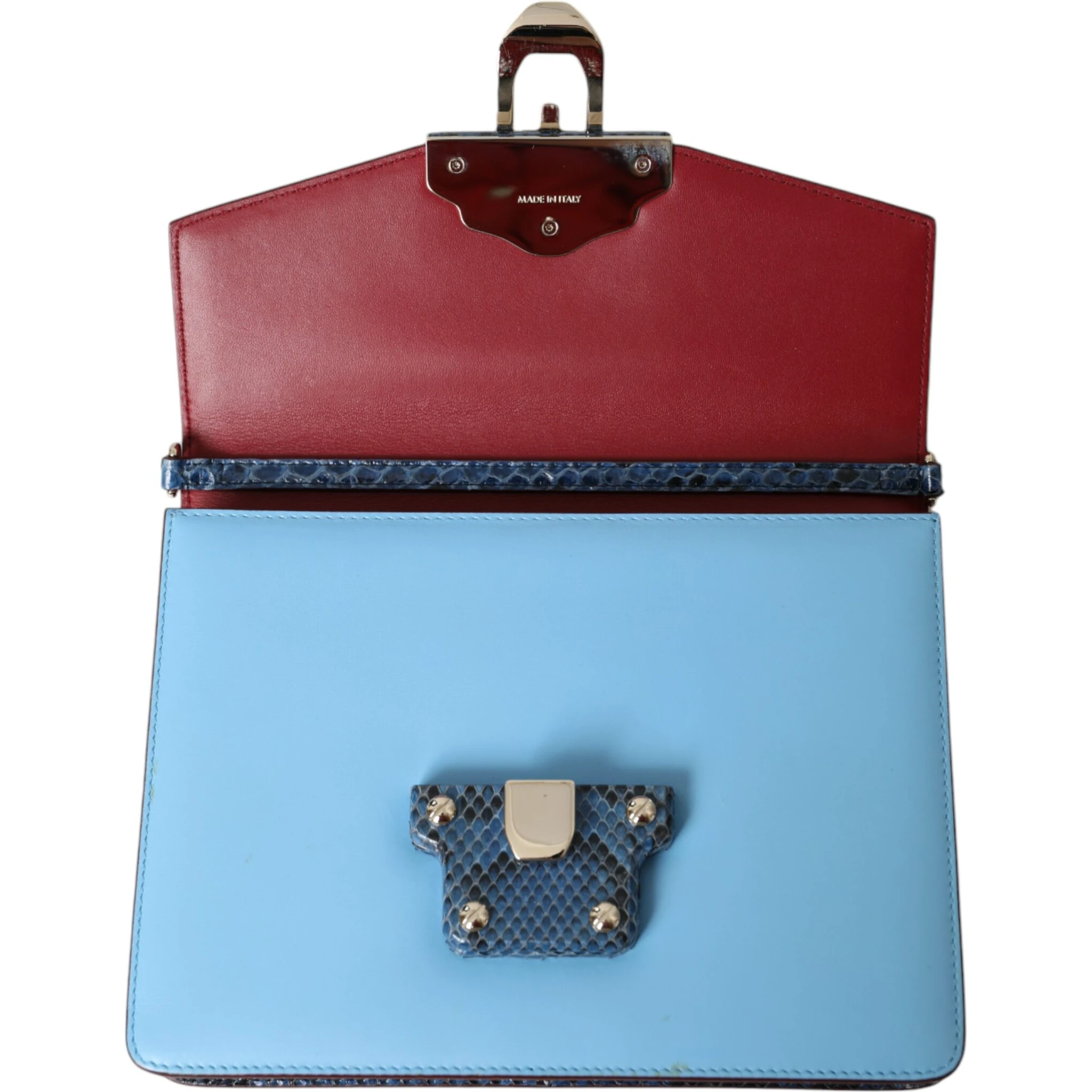 Blue Beige Exotic Leather LUCIA Crossbody Purse Bag