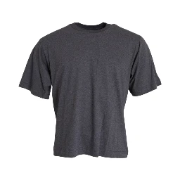 Gray Cotton Round Neck Short Sleeve T-shirt