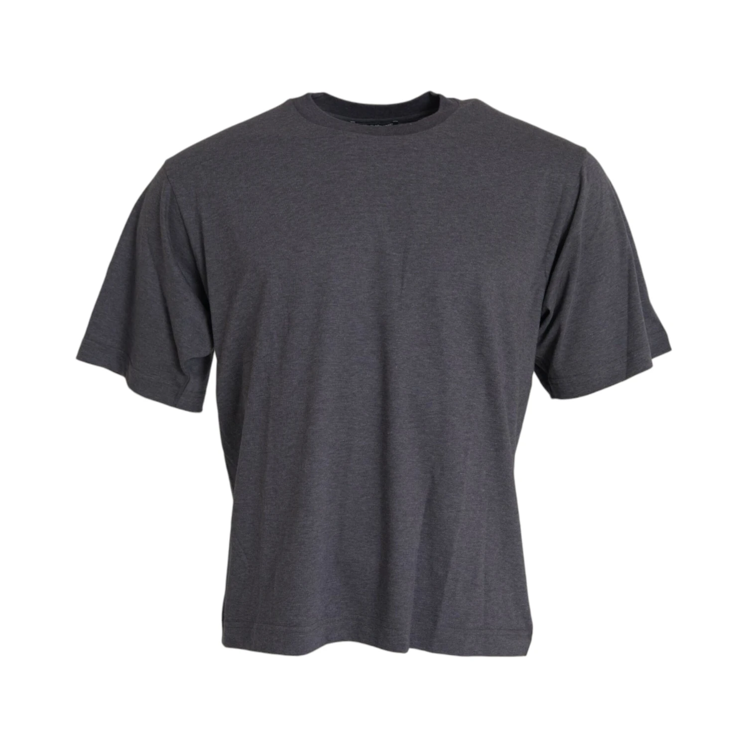 Gray Cotton Round Neck Short Sleeve T-shirt