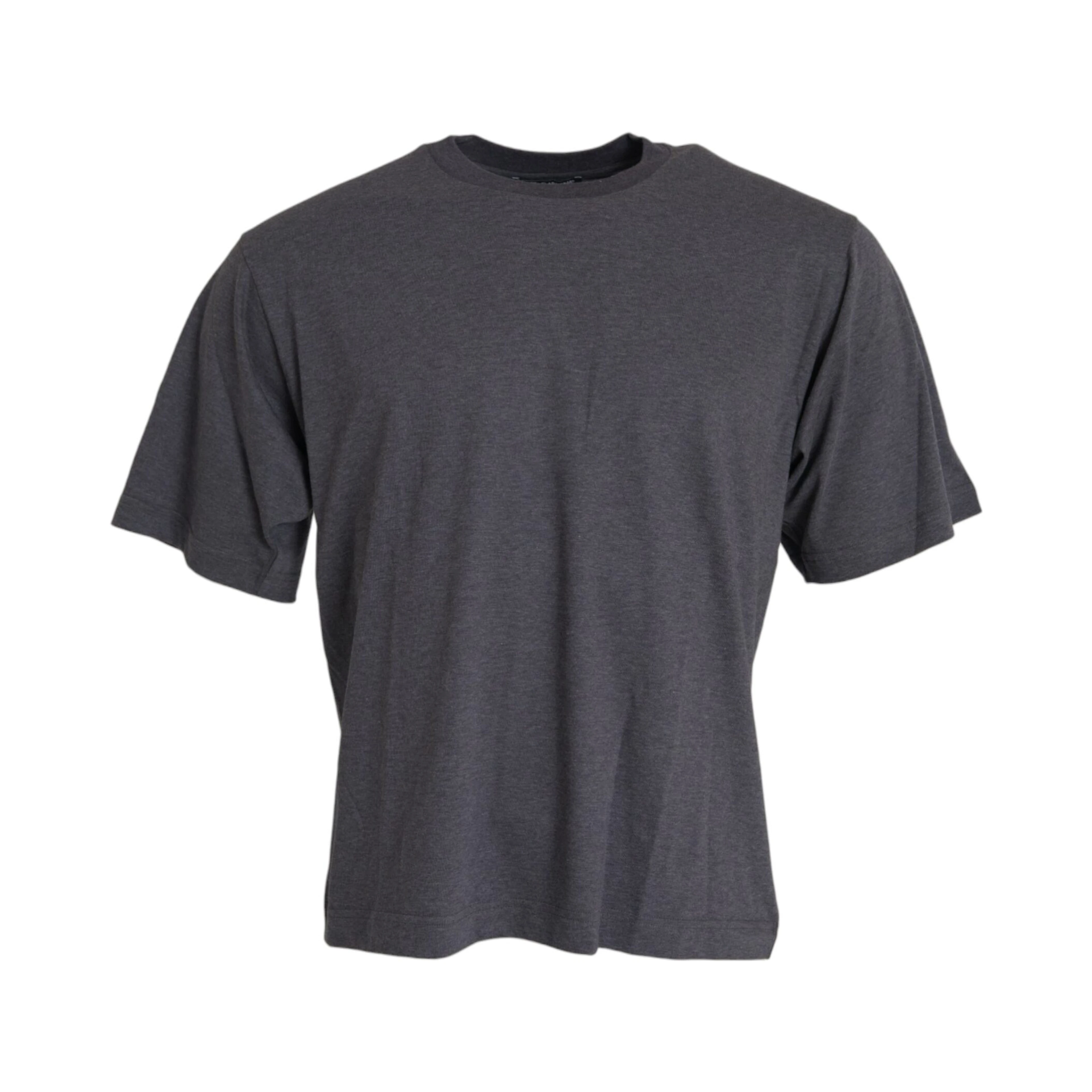 Gray Cotton Round Neck Short Sleeve T-shirt