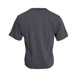 Gray Cotton Round Neck Short Sleeve T-shirt