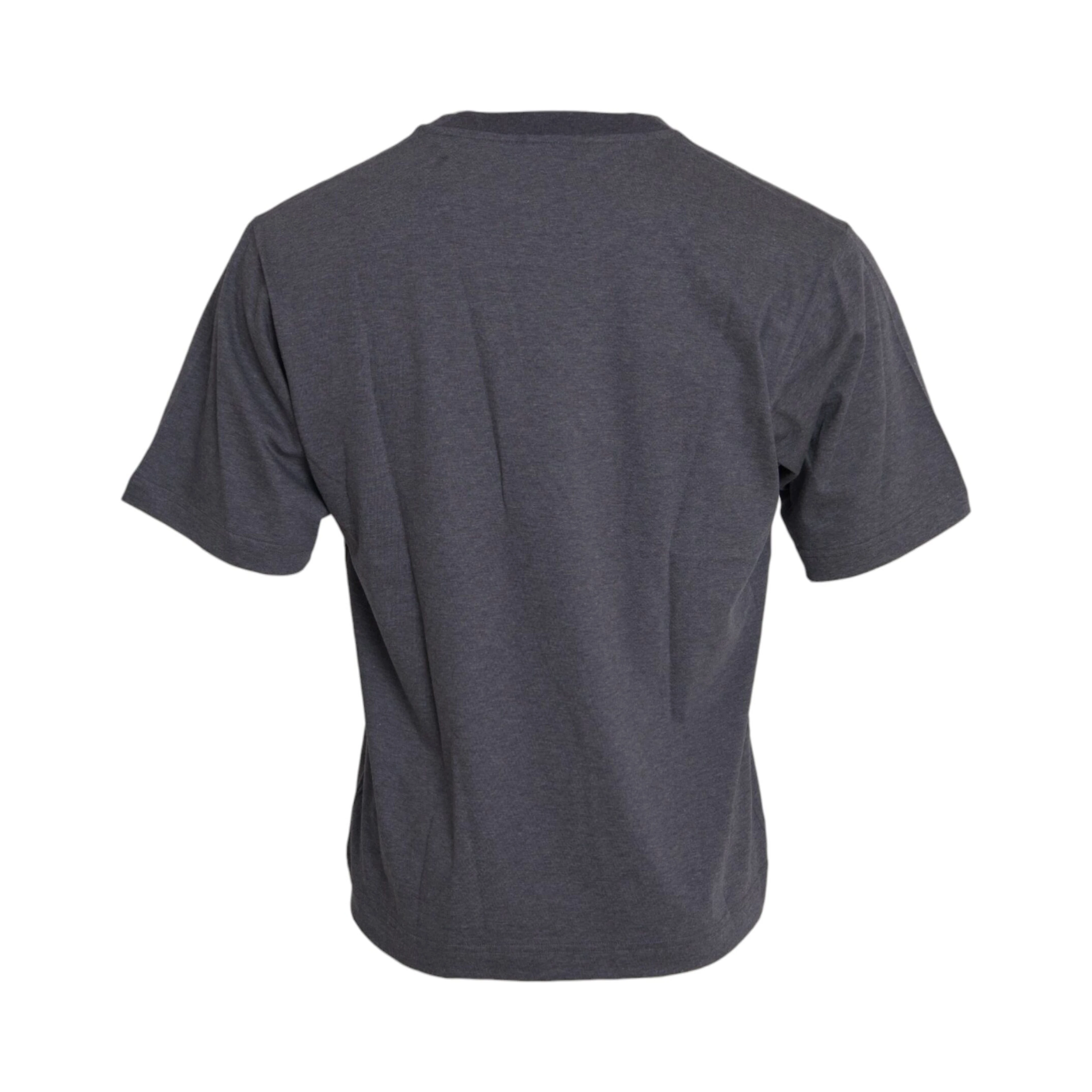 Gray Cotton Round Neck Short Sleeve T-shirt