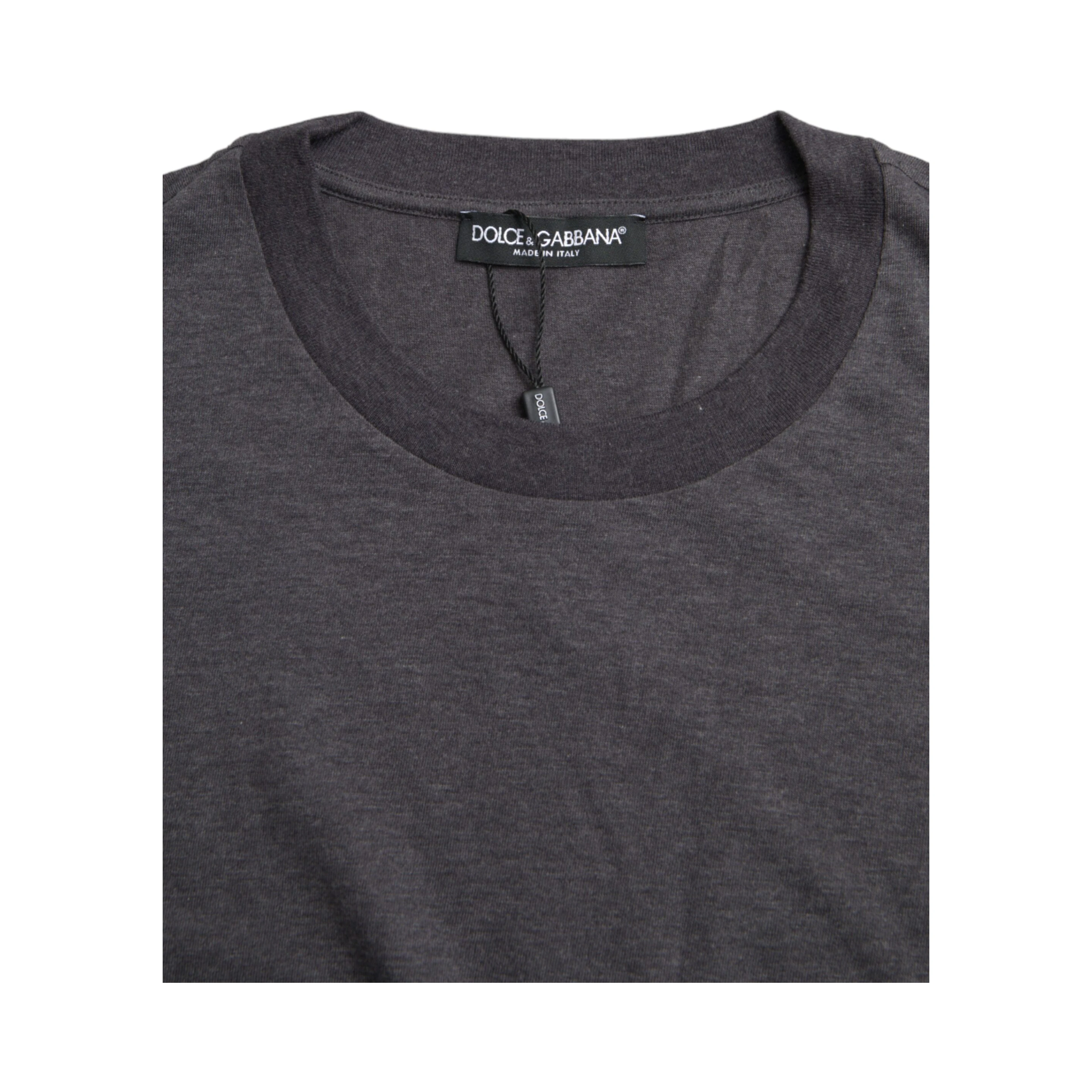 Gray Cotton Round Neck Short Sleeve T-shirt