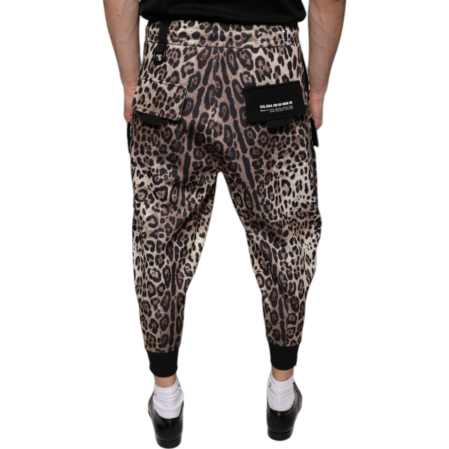 Brown Leopard Polyester Jogger Pants