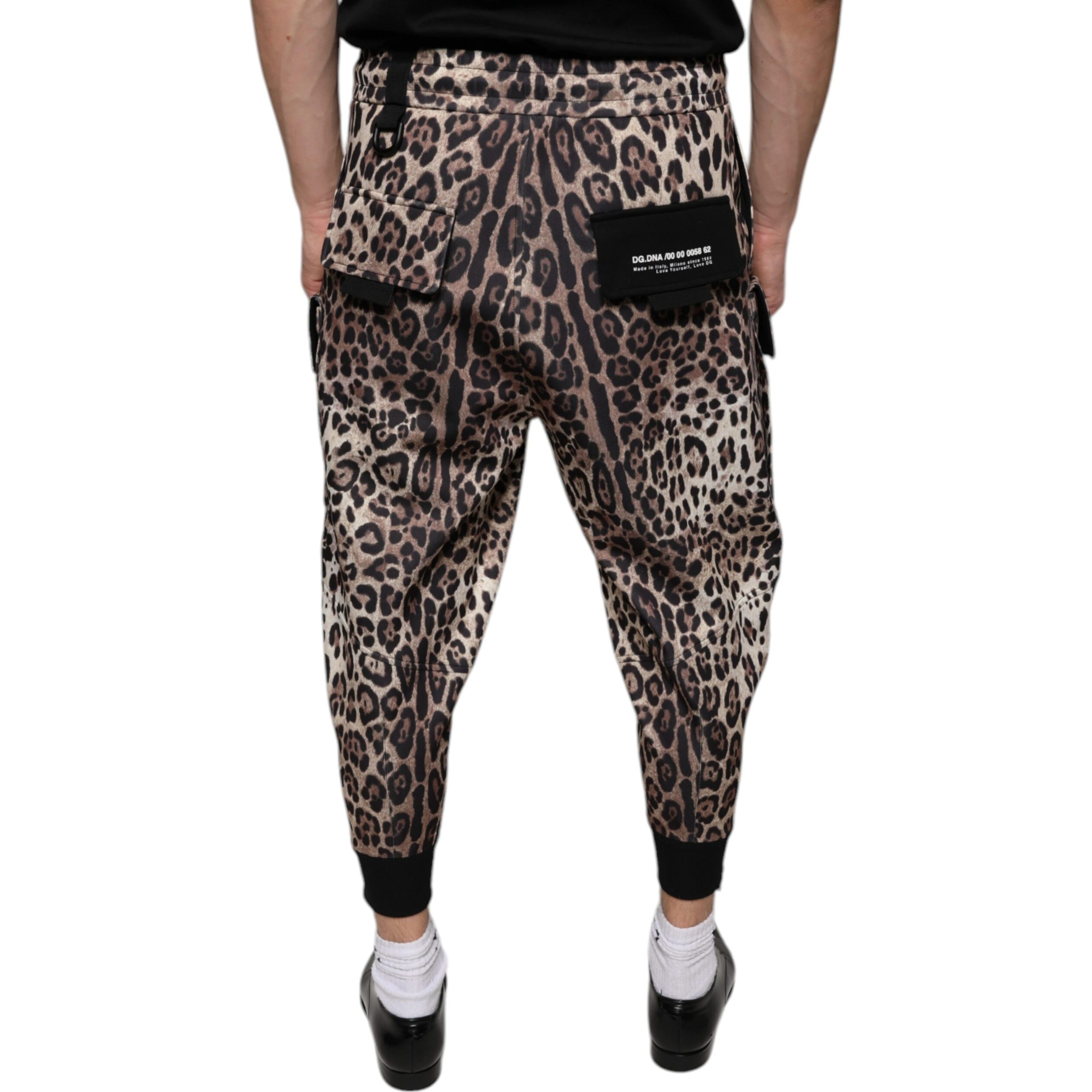 Brown Leopard Polyester Jogger Pants